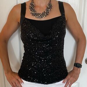 ⭐️ Suzy Shier Black Sequins Party Top